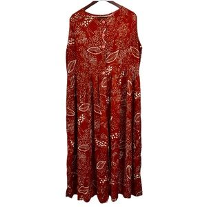 NWT Vintage 80s Laise Adzer Rust Tribal Jumpsuit Boho Lagenlook Hippie Sz L/2XL